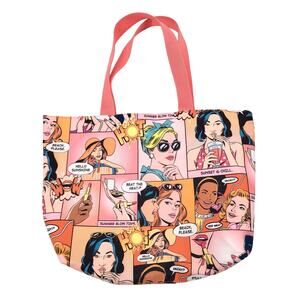 Estee Lauder Comic Strip Animated Tote Bag Pink Straps